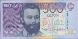 Estonia / Estland: Very Nice Set With 11 Banknotes Series 1991 And 1992 With 5, 10, 25, 100 And 500 - Estonia