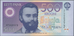 Estonia / Estland: Lot With 5 Banknotes Series 1994 With 5, 10, 50, 100 And 500 Krooni, P.76a-80a, A - Estland