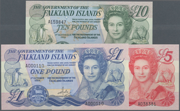 Falkland Islands / Falkland Inseln: Set Of 3 Notes Containing 1, 5 & 10 Pounds 1983, 1984, 1986, All - Isole Falkland