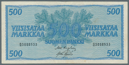 Finland / Finnland: Pair With 100 Markkaa 1955 P.91 In VF- With Rusty Spots And 500 Markkaa 1956 P.9 - Finnland