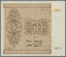 Finland / Finnland: 50 Markkaa 1945 Litt. A, P.79A, Traces Of A Paper Clip At Upper Margin And Verti - Finnland