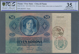 Fiume: 50 Kronen ND(1920) Ovpt. On Austria #15, P.S113b, Small Tear At Upper Margin, PCGS Graded 35 - Otros – Europa