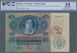 Fiume: 50 Kronen ND(1920) Ovpt. On Austria #15, P.S113b, Small Tear At Upper Margin, PCGS Graded 35 - Altri – Europa