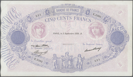 France / Frankreich: 500 Francs 1936 P. 66, Used With Folds, Minor Pinholes, Pressed But No Tears, N - Andere & Zonder Classificatie