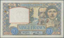 France / Frankreich: 20 Francs 04.12.1941 P. 92b, Light Folds In Paper, Washed And Pressed Even It W - Otros & Sin Clasificación