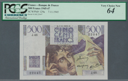France / Frankreich: 500 Francs 1945 P. 129a, In Condition: PCGS Graded 64. - Other & Unclassified