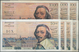 France / Frankreich: Set Of 7 Banknotes Containing 3x 1000 Francs 1954/55/56 P. 134 (F, Pressed) And - Sonstige & Ohne Zuordnung