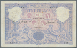 France / Frankreich: 100 Francs 1908 Fay 21.23, Used With Folds And Creases, Many Pinholes, A 3cm Te - Andere & Zonder Classificatie