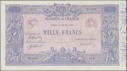 France / Frankreich: 1000 Francs 1919 Fay 36.34, Pressed, Light Folds In Paper, Pinholes, Still Nice - Autres & Non Classés
