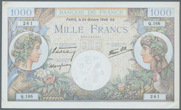 France / Frankreich: 1000 Francs 1940 Fay 39.1, With Center Fold And Pinholes, Crisp Paper And Origi - Andere & Zonder Classificatie