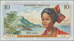 French Antilles / Französische Antillen: 10 Francs ND P. 8a, Light Folds In Paper, Pressed, No Holes - Altri – America