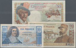French Equatorial Africa / Französisch-Äquatorialafrika: Set Of 3 Notes Containing 10, 20 & 50 Franc - Equatoriaal-Guinea