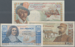 French Equatorial Africa / Französisch-Äquatorialafrika: Set Of 3 Notes Containing 10, 20 & 50 Franc - Guinée Equatoriale