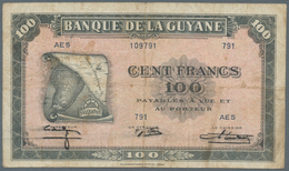 French Guiana / Französisch-Guayana: 100 Francs ND P. 13a, Used With Folds And Creases, Light Stain - Frans-Guyana
