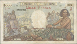 French Somaliland / Französisch Somaliland: Pair Of 2 Notes Containing Banque De L'Indochine With Is - Otros – Africa