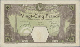 French West Africa / Französisch Westafrika: 25 Francs 1926 DAKAR P. 7Bc In Used Condition With Fold - Stati Dell'Africa Occidentale