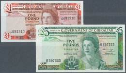 Gibraltar: Set Of 2 Banknotes Containing 1 And 5 Pounds 1975 P. 21a, 22a, Both In Condition: UNC. (2 - Gibilterra