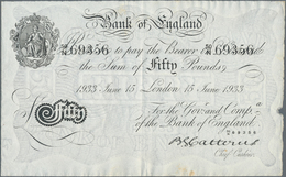 Great Britain / Großbritannien: Set Of 2 CONSECUTIVE Banknotes Bank Of England 50 Pounds 1933 Operat - Altri & Non Classificati
