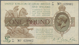 Great Britain / Großbritannien: 1 Pound 1922 P. 359a, Used With Some Folds And Light Stain, No Holes - Andere & Zonder Classificatie