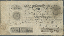 Great Britain / Großbritannien: Lynn Rs. & Norfolk Bank 10 Pounds 1883, Used With Folds And Creases, - Sonstige & Ohne Zuordnung