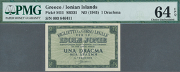 Greece / Griechenland: Ionian Islands 1 Drachma ND(1941), P.M11, PMG Graded 64 Choice Uncirculated E - Greece