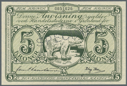 Greenland / Grönland: 5 Kroner ND(1953) SPECIMEN, P.18s, Tiny Creases In The Paper, Otherwise Perfec - Groenland