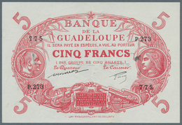 Guadeloupe: 5 Francs ND P. 7d, Only Light Vertical Folds, No Holes Or Tears, Crisp Original Paper An - Sonstige – Amerika