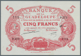 Guadeloupe: 5 Francs ND P. 7d, Only Light Vertical Folds, No Holes Or Tears, Crisp Original Paper An - Autres - Amérique