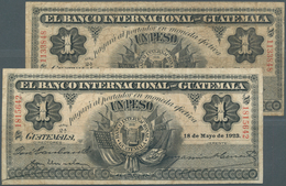 Guatemala: Banco Internacional De Guatemala Pair With 1 Peso 1917 In F- With Stained Paper And Sever - Guatemala