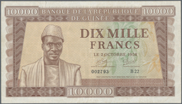 Guinea: 10.000 Francs 1958 P. 11, Used With Folds, Probably Pressed But Still Strong Paper And Nice - Guinea