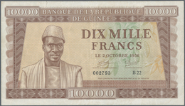 Guinea: 10.000 Francs 1958 P. 11, Used With Folds, Probably Pressed But Still Strong Paper And Nice - Guinee