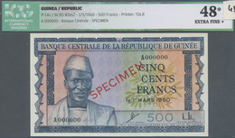 Guinea: 500 Francs 01.03.1960 Specimen P. 14s, With Red Specimen Overprint On Front And Back Of The - Guinée