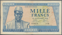 Guinea: Set Of 2 Notes Containing Guinea 1000 Francs 1958 P. 9 (F) And Algeria 200 Dinars 1983 (XF), - Guinea