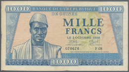 Guinea: Set Of 2 Notes Containing Guinea 1000 Francs 1958 P. 9 (F) And Algeria 200 Dinars 1983 (XF), - Guinée