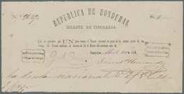 Honduras: Republica De Honduras, Billete De Tesoria 1 Peso 1873, P.NL, Highly Rare Note In Excellent - Honduras