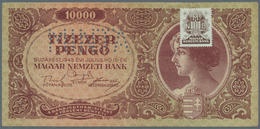 Hungary / Ungarn: 10.000 Pengö 1945 Specimen With Perforation "MINTA", P.119s, Vertically Folded And - Hongarije