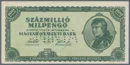 Hungary / Ungarn: 100 Million Milpengö 1946 Specimen With Perforation "MINTA", P.130s, Unfolded With - Ungarn