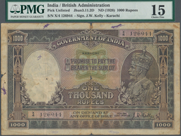 India / Indien: JEWEL Of Banknotes INDIA 1,000 Rupees P12 1928 Issue Extremely Rare Only Known Bankn - Indien