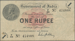 India / Indien: 1 Rupee ND P. 1a, Used With Lighter Vertical And Horizontal Folds, No Holes Or Tears - India