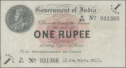 India / Indien: 1 Rupee 1917 P. 1e, Used With Vertical Folds, Probably Pressed Dry, No Holes Or Tear - India