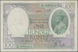 India / Indien: 100 Rupees 1930 P. 10b Issued In BOMBAY, Used With Light Vertical And Horizontal Fol - India