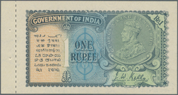 India / Indien: 1 Rupee ND Portrait KGV P. 14b With Counterfoil In Original Condition: UNC. - Indien