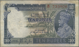 India / Indien: 10 Rupees ND Sign. Taylor, Portrait KGV P. 16a, Used With Several Folds In Paper, So - India