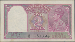 India / Indien: 2 Rupees ND(1937) P. 17a, Sign. Taylor, With 2 Light Vertical Bends, Minor Stain Tra - India