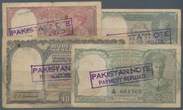 India / Indien: Very Nice Set With 4 Banknotes 1, 2, 5 And 10 Rupees 1940-43, P.17b, 23, 24, 25d. Al - India