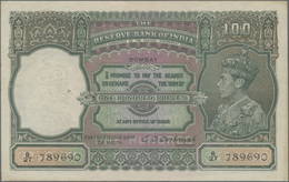 India / Indien: 100 Rupees ND(1937) Portrait KGIV P. 20b, BOMBAY Issue, Only Light Traces Of Use, Li - Inde