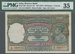 India / Indien: 100 Rupees ND(1937) P. 20d, Condition: PMG Graded 35 Choice Very Fine. - India