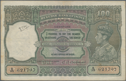 India / Indien: 100 Rupees ND Portrait KGIV P. 20h, CAWNPORE Issue, Used With Folds And Pinholes In - Indien
