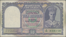 India / Indien: 10 Rupees ND(1943) P. 24, Used With Light Folds In Paper, 2 Pinholes, Still Strong P - Indien