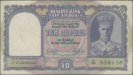 India / Indien: 10 Rupees ND(1943) P. 24, Used With Light Folds In Paper, 2 Pinholes, Still Strong P - India